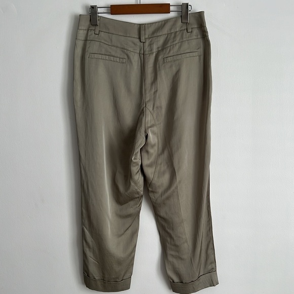 ESPRIT Satin Pleated Tapered Cropped Pants Tan - Picture 4 of 6